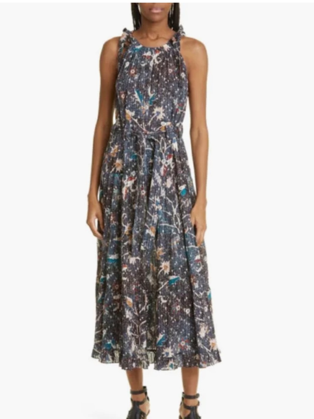 Ulla Johnson Mariam tie strap floral midi dress size 0 EUC